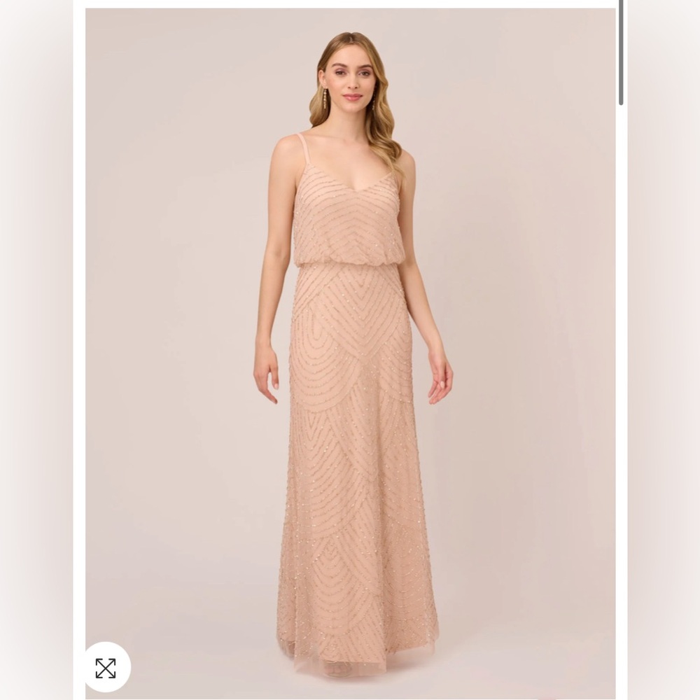 Adrianna Papell 
ART DECO BEADED BLOUSON GOWN IN BLUSH size 8P